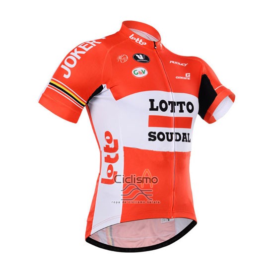 Lotto Soudal Ropa Ciclismo Culotte Corto 2015 Mangas Cortas Blanco Rojo